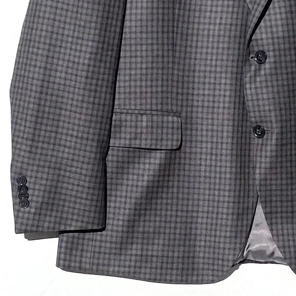 PETER MILLAR Men’s 100% Wool Blue Check Two Button Sport Coat Double Vent 44R